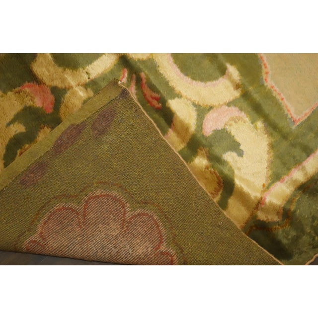 Green Antique Zabihi Collection Spanish Savonnerie Oversize Green Pink Rug - 11'7" x 15'1" For Sale - Image 8 of 12