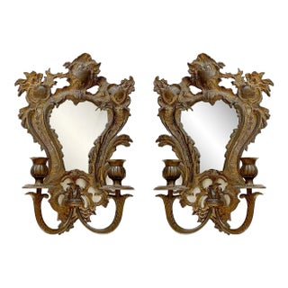 Antique Bronze Wall Sconces - A Pair For Sale