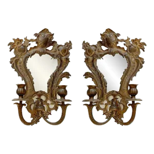 Bronze Wall Sconces Antique - A Pair