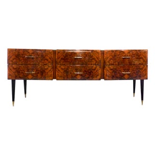 Italian Walnut and Brass Sideboard, 1950s For Sale