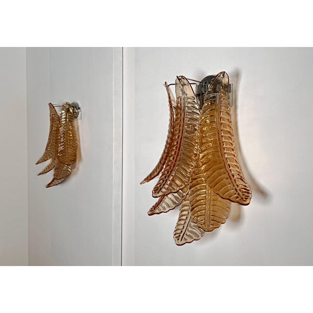 Vintage Murano Amber Felci Glass Wall Sconces, 1990s, Set of 2 For Sale - Image 16 of 18
