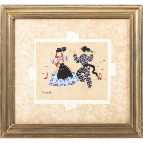 Raquel Roque Gameiro, Dancing the Vira, Mixed Media on Paper For Sale