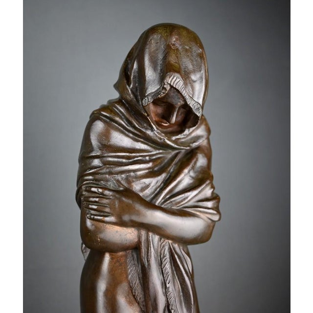 Metal René After Houdon, The Shivering Woman Sculpture, 1890s, Bronze For Sale - Image 7 of 18