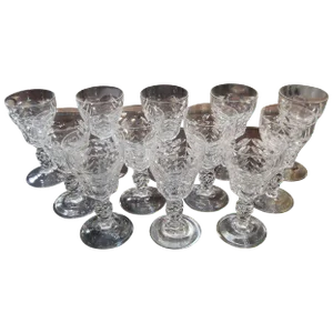 1950's Vintage Hand-Cut Small Wine Glasses- Set of 12