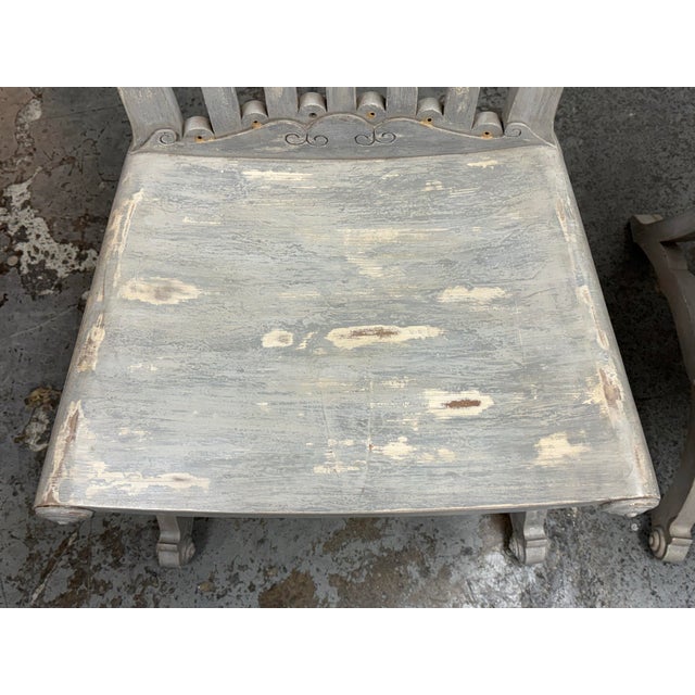 Gray Regency Reproduction Curule Side Chairs, Pair For Sale - Image 8 of 12