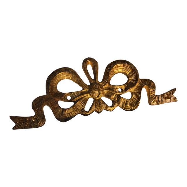 Mid 20th Century Brass Ribbon Bow Wall Decor For Sale