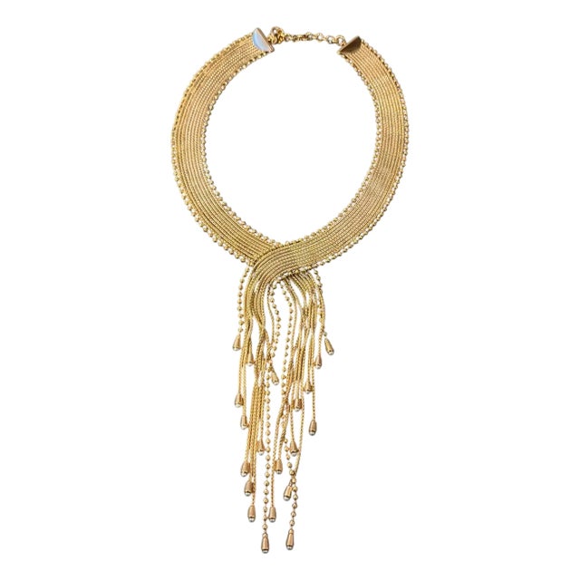 2000s Vintage Costume Jewelry Gilded Metal and Faux Pearls Necklace For Sale