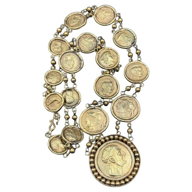 Bochic "Roman" Vintage Roman Pure Gold Coin Necklace Set 18K Gold For Sale - Image 17 of 18