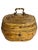 A charming antique French provincial tramp art box dating to the early 20th century, featuring intricate geometric chip-...