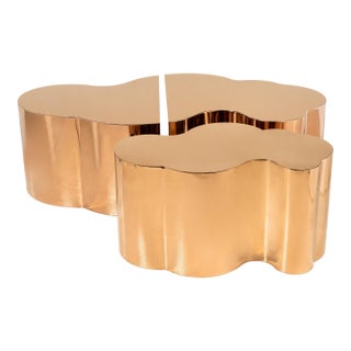 Irregular Shape Free Form Rose Gold Kate and Luca Bunching Coffee Table Set of 3 For Sale