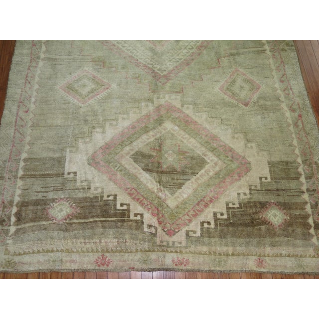 Green Zabihi Collection Turkish Geometric Room Rug For Sale - Image 8 of 9