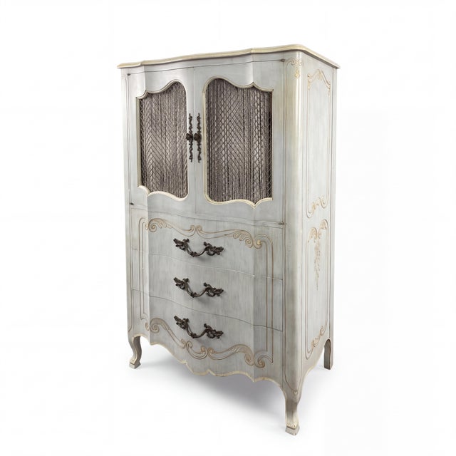 French Louis XV Style John Widdicomb Tall Swedish Blue Lingerie Chest Commode For Sale In Atlanta - Image 6 of 8