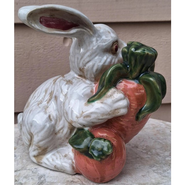Late 20th Century Vintage Italian Painted & Glazed Rabbit Figure - Made in Italy For Sale - Image 5 of 12