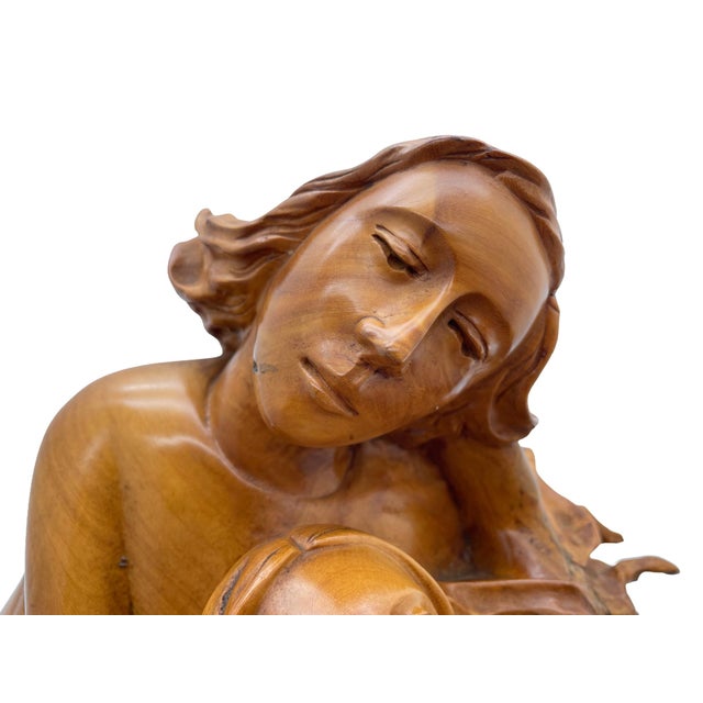Large Carved Mahogany Sculpture of Two Reclining Women, Circa 1970s For Sale - Image 13 of 18