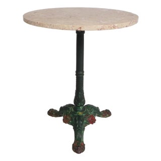 Bistro Table with Cast Iron Legs and Marble Top, 1920s For Sale