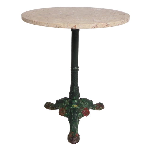 Bistro Table with Cast Iron Legs and Marble Top, 1920s For Sale