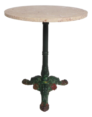 Bistro Table with Cast Iron Legs and Marble Top, 1920s