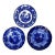Vintage Asian Design Porcelain Blue and White Plates- Set of 3 For Sale