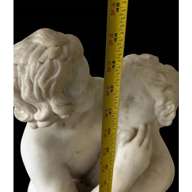 Cream 1900-1909 Italian Marble Figure of Two Lovers 44 Inches Tall. For Sale - Image 8 of 8