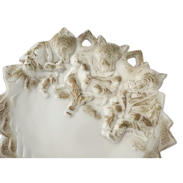 Antique Westmorland Three Bears Milk Glass Decorative Wall Plate - Nursery Decor Adorable Victorian antique milk glass...