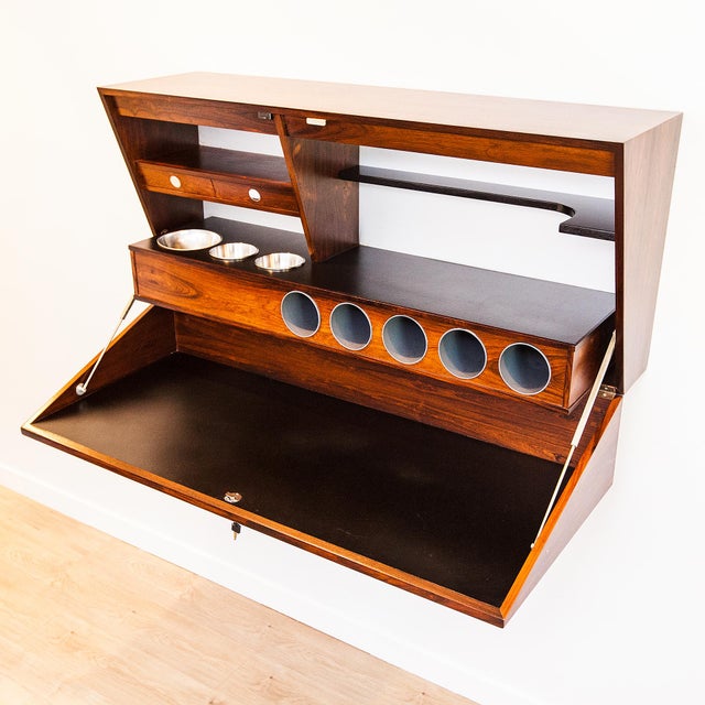 Vintage Danish Modern Wall Mounted Rosewood Dry Bar by Erik Buck for Dyrlund For Sale - Image 16 of 18