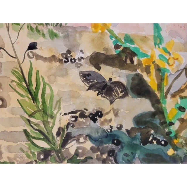 Path of Butterflies, 1970s, Gouache, Framed For Sale - Image 6 of 13