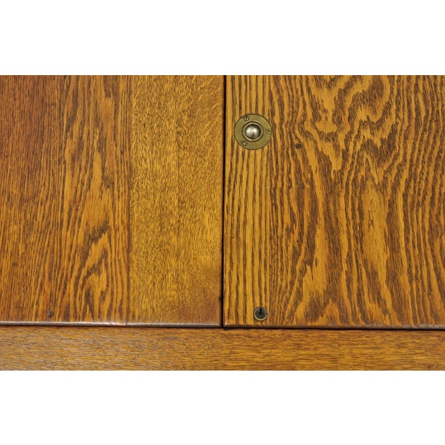 Wood Antique Arts & Crafts Oak Wood Rolling Bar Cart Liquor Cabinet by Lammert's For Sale - Image 7 of 18