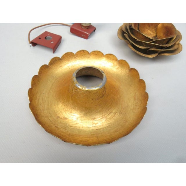 Water Lily Wall Lights in Gold Leaf and Metal by Banci Firenze, 1970s, Set of 5 For Sale - Image 16 of 18