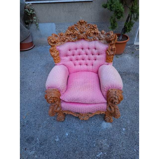 Vintage Armchair with Urano Palma Pink Fabric, 1980s For Sale - Image 10 of 18