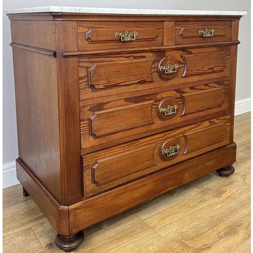 Vintage French Style Chest of Drawers with Marble Top For Sale - Image 3 of 16