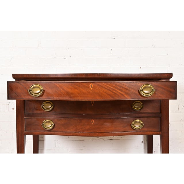 Brown Baker Furniture Style Federal Mahogany Serpentine Front Buffet Server, Circa 1920s For Sale - Image 8 of 13