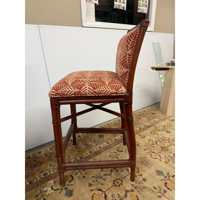 Ficks Reed Paxton Rattan Bar Stools, Set of Three For Sale - Image 12 of 12