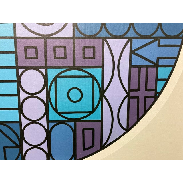 1970 Geometric Polymer on Canvas Painting by Jim Summers For Sale - Image 4 of 6