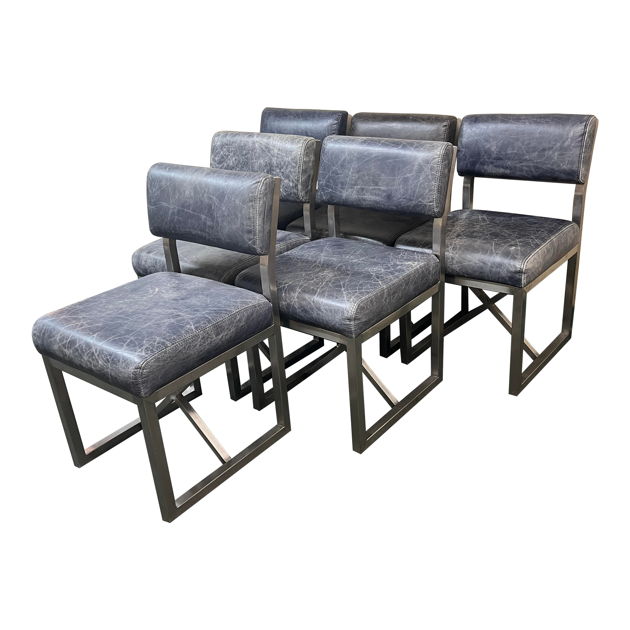 Timothy Oulton Blue Dining Chairs, Set of Six - image 0