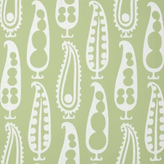Schumacher x Drusus Tabor Paisley Peas Wallpaper in Green For Sale