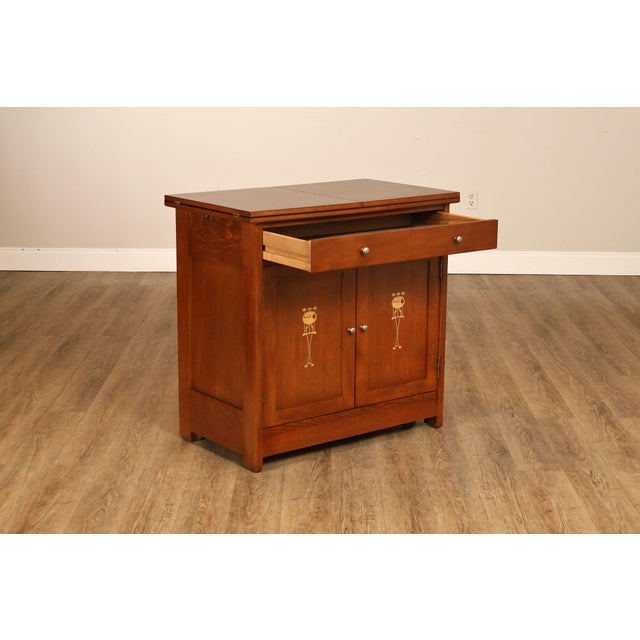 Stickley Mission Collection Oak Harvey Ellis Inlaid Server For Sale In Philadelphia - Image 6 of 18