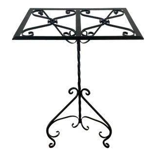 Antique Italian Scrolled Wrought Iron Music Book Lecture Hostess Stand For Sale