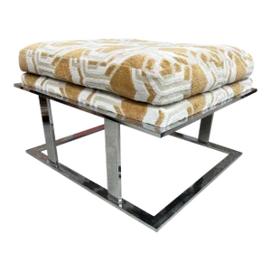 1970s Large Milo Baughman for Thayer Coggin Chrome Ottoman