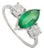 Natural Marquise Emerald & Diamond Three-Stone Engagement Ring Size 5 in 18k Gold For Sale