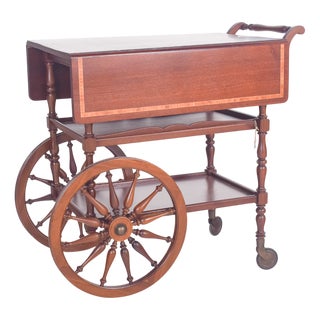 Mid-Century Mahogany Tea Trolley with Side Flaps, 1940s For Sale