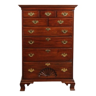 Early 21st Century Statton Chippendale Style Solid Cherry Tall Chest For Sale