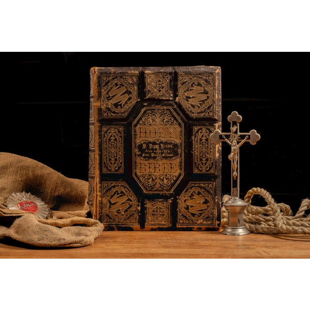 Victorian Circa 1870 Victorian Illustrated Ellwood Family Bible With Provenance For Sale - Image 3 of 15