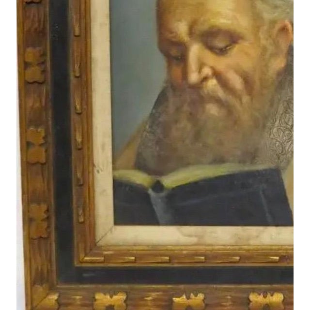 Mid-Century Signed Erling Jørgensen Oil Painting - "Rabbi in Study" Fine Judaica For Sale In Portland, ME - Image 6 of 10