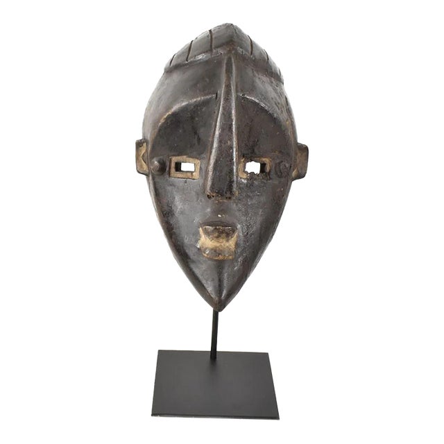 Early 20th Century Kwele Mask on Custom Stand Gabon For Sale