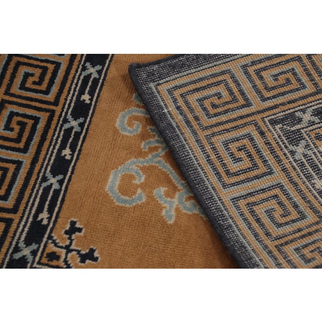 Beige Rug & Kilim’s Chinese Art Deco Inspired Square Rug, Brown With Greek Key Border For Sale - Image 8 of 8