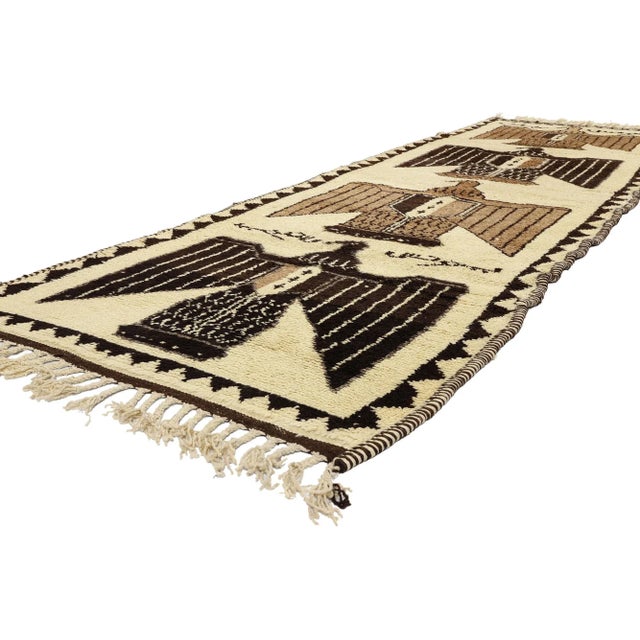 53896 Vintage Kurdish Eagle Pictorial Rug Runner, 03'04 x 11'01. Traditional Kurdish eagle pictorial rugs, predominantly...