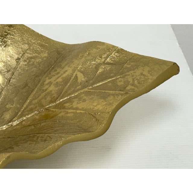 Z Gallerie Gold-Tone Metal Leaf Tray For Sale - Image 9 of 11