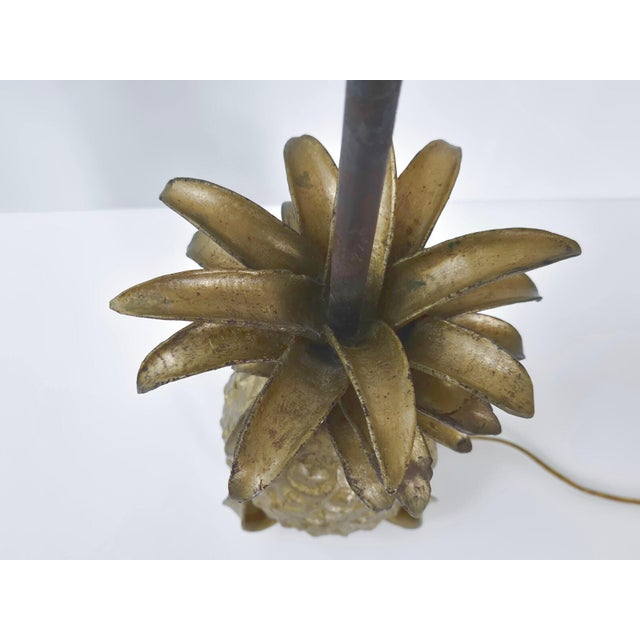Metal Vintage Pineapple Table Lamp in Gilded Bronze from Maison Jansen, 1970s For Sale - Image 7 of 13