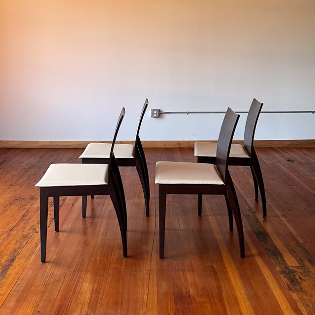 Contemporary Vintage Sexy Back Wenge Finish Dining Chairs For Sale - Image 3 of 10