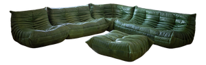 Green Dubiat Leather Togo Sofa Set by Michel Ducaroy for Ligne Roset, Set of 5